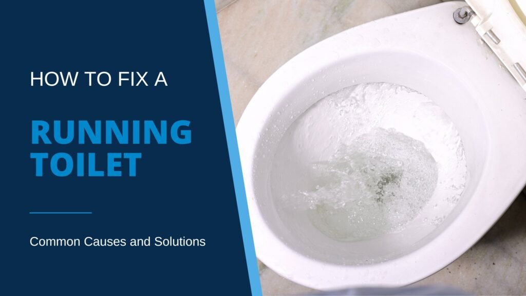Close-up view of a white porcelain toilet bowl with clean water continuously flushing, illustrating blog post, “How to Fix a Running Toilet.”